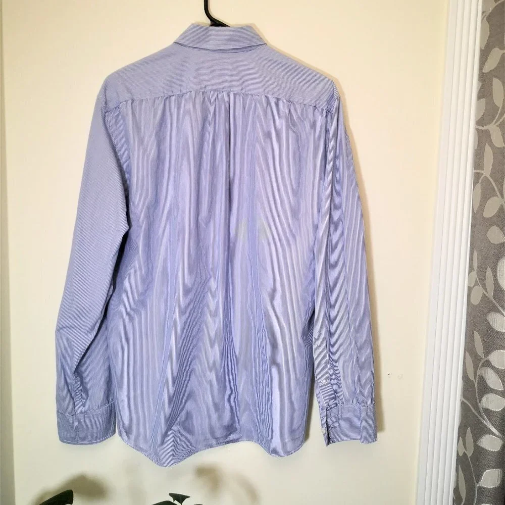 J. Crew Men's Blue Pin‎ Striped Button Down Dress Shirt Size L